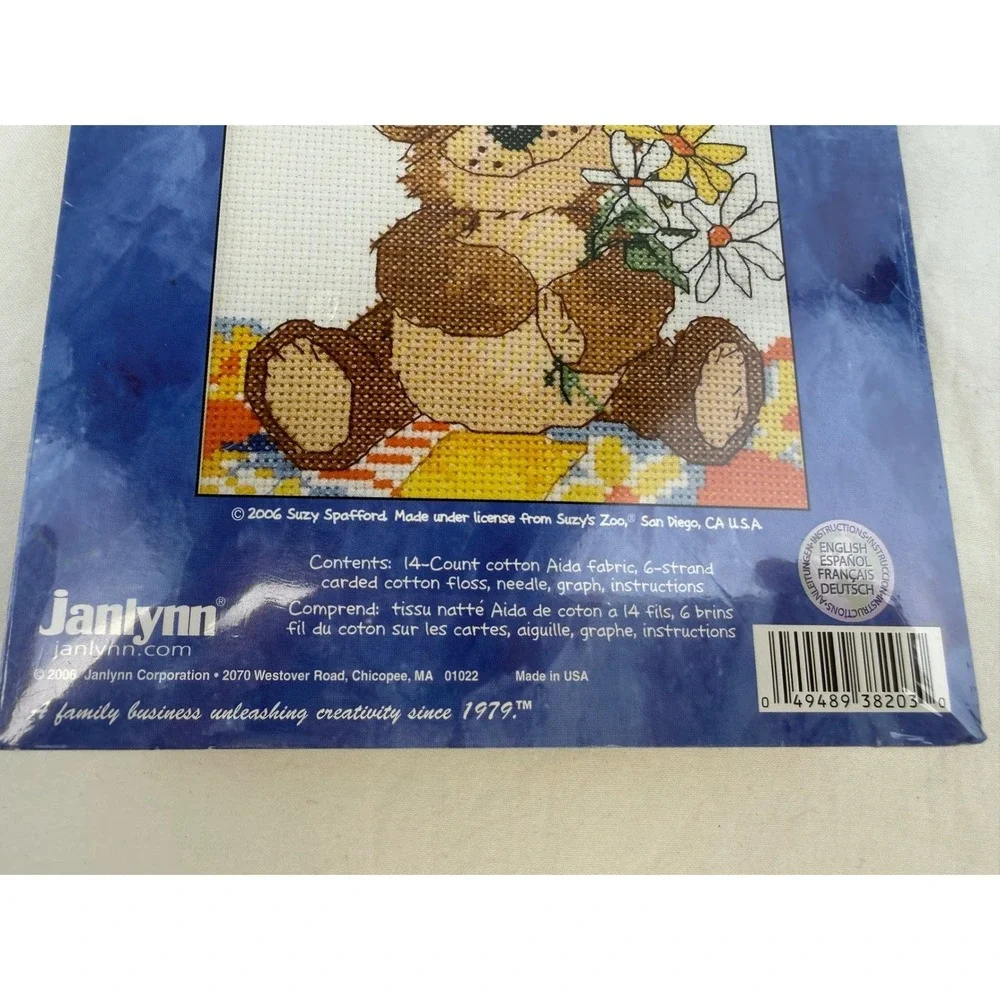 Vintage Janlynn Suzys Zoo Daisy Bear Counted‎ Cross Stitch Kit 038-0203 5x7 New